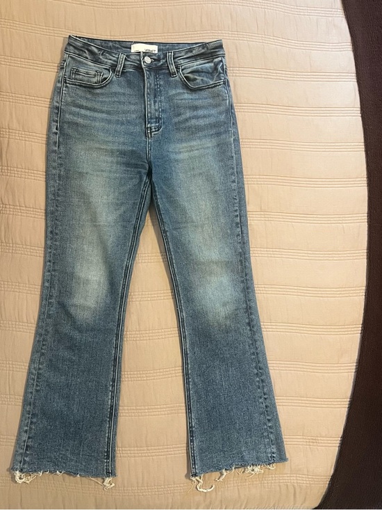 Vervet Denim - Vervet Vintage-Inspired High-Rise Blue Cropped Flare Jeans Frayed Stretch